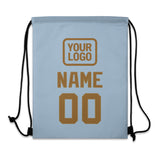 Custom Light Blue Khaki Drawstring Bag