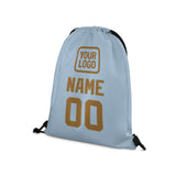 Custom Light Blue Khaki Drawstring Bag