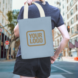 Custom Light Blue Khaki Canvas Tote Bag