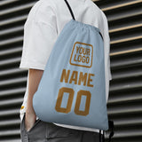 Custom Light Blue Khaki Drawstring Bag