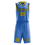 Custom Light Blue Light Yellow Basketball Set