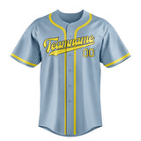 Custom Light Blue & Light Yellow Colors Design Sports Baseball Jersey