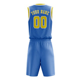 Custom Light Blue Light Yellow Basketball Set