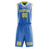 Custom Light Blue Light Yellow Basketball Set