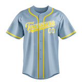 Custom Light Blue & Light Yellow Colors Design Sports Baseball Jersey
