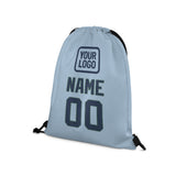 Custom Light Blue Blue Drawstring Bag