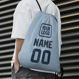 Custom Light Blue Blue Drawstring Bag