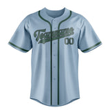 Custom Light Blue & Blue Green Colors Design Sports Baseball Jersey