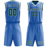 Custom Light Blue Blue Green Basketball Set