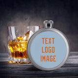 Custom Light Blue Orange Hip Flask
