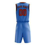 Custom Light Blue Orange Basketball Set