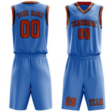 Custom Light Blue Orange Basketball Set