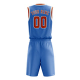 Custom Light Blue Orange Basketball Set