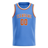 Custom Light Blue & Orange Colors Design Sports Basketball Jersey