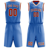 Custom Light Blue Orange Basketball Set
