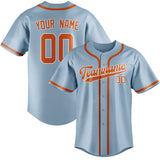 Custom Light Blue & Orange Colors Design Sports Baseball Jersey