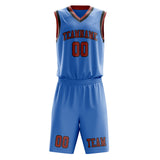 Custom Light Blue Copper Rose Basketball Set