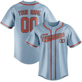 Custom Light Blue & Copper Rose Colors Design Sports Baseball Jersey