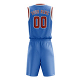 Custom Light Blue Copper Rose Basketball Set