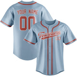 Custom Light Blue & Copper Rose Colors Design Sports Baseball Jersey