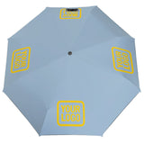 Custom Light Blue Gold Automatic Umbrella