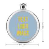 Custom Light Blue Gold Hip Flask