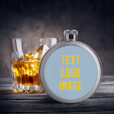 Custom Light Blue Gold Hip Flask