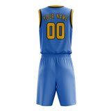 Custom Light Blue Gold Basketball Set