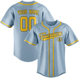 Custom Light Blue & Gold Colors Design Sports Baseball Jersey