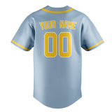 Custom Light Blue & Gold Colors Design Sports Baseball Jersey