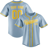 Custom Light Blue & Gold Colors Design Sports Baseball Jersey