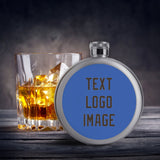 Custom Sky Blue Brown Hip Flask