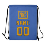 Custom Sky Blue Yellow Drawstring Bag