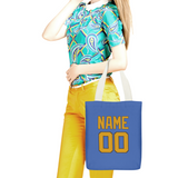 Custom Sky Blue Yellow Canvas Tote Bag