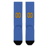 Custom Sky Blue Yellow Knee-High Sock