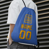Custom Sky Blue Yellow Drawstring Bag