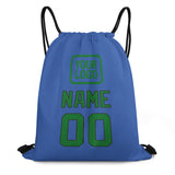 Custom Sky Blue Emerald Green Drawstring Bag