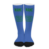 Custom Sky Blue Emerald Green Knee-High Sock