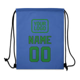 Custom Sky Blue Emerald Green Drawstring Bag