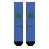 Custom Sky Blue Emerald Green Knee-High Sock
