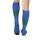 Custom Sky Blue Emerald Green Knee-High Sock