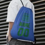 Custom Sky Blue Emerald Green Drawstring Bag