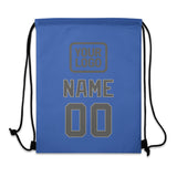 Custom Sky Blue Dark Grey Drawstring Bag