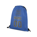 Custom Sky Blue Dark Grey Drawstring Bag
