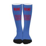 Custom Sky Blue Red Knee-High Sock