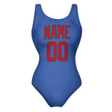 Custom Sky Blue Red Swimsuit