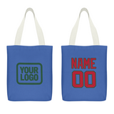 Custom Sky Blue Red Canvas Tote Bag