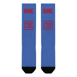 Custom Sky Blue Red Knee-High Sock