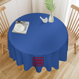 Custom Sky Blue Red Round Table Cloth
