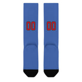 Custom Sky Blue Red Knee-High Sock